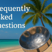 alt="Caribbean FAQ image featuring steel drum and coconut tree, referencing frequently asked questions about visiting St. Maarten"