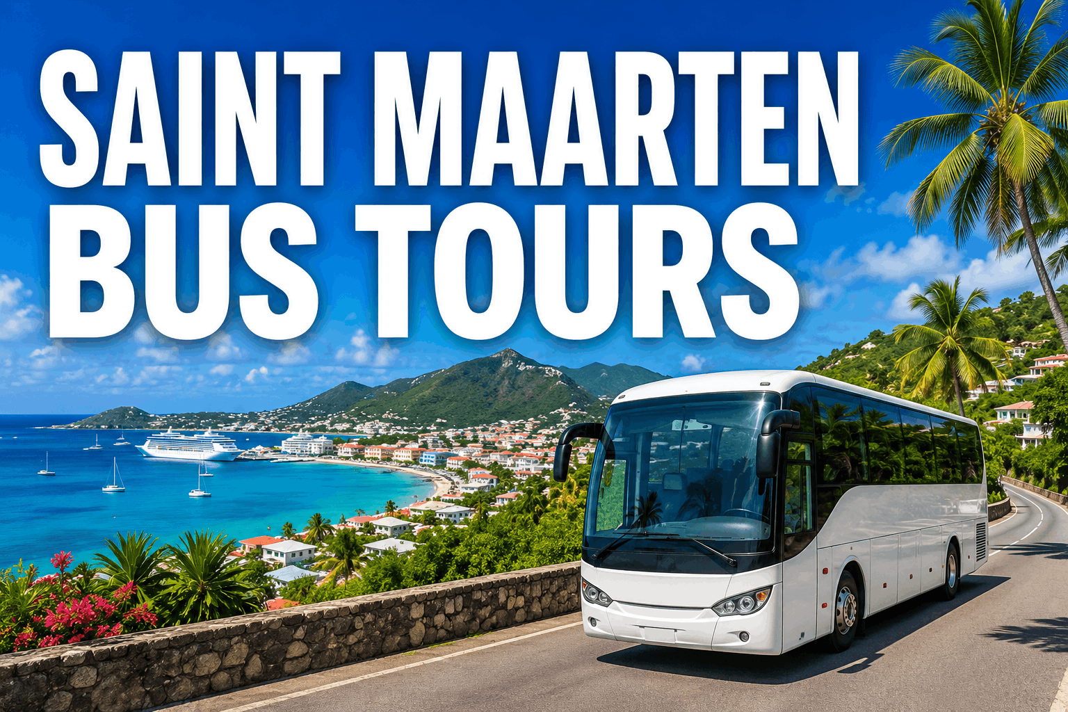 Saint Maarten bus tours - guided island sightseeing bus